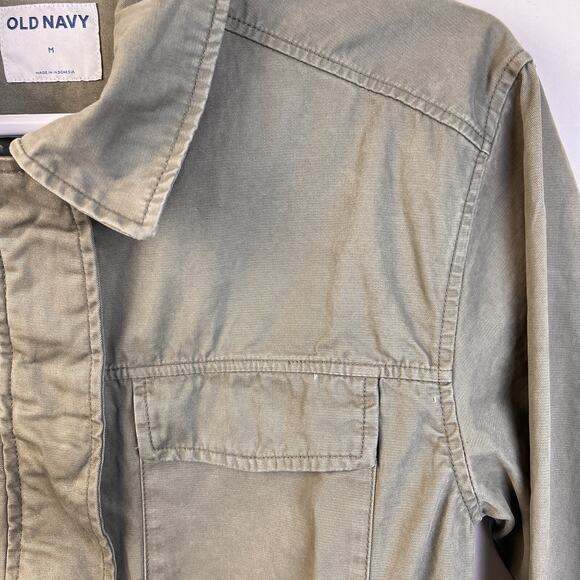 Old Navy Cinched Waist Utility Jacket Women's Medium Snap & Zip Front Military - Picture 3 of 10